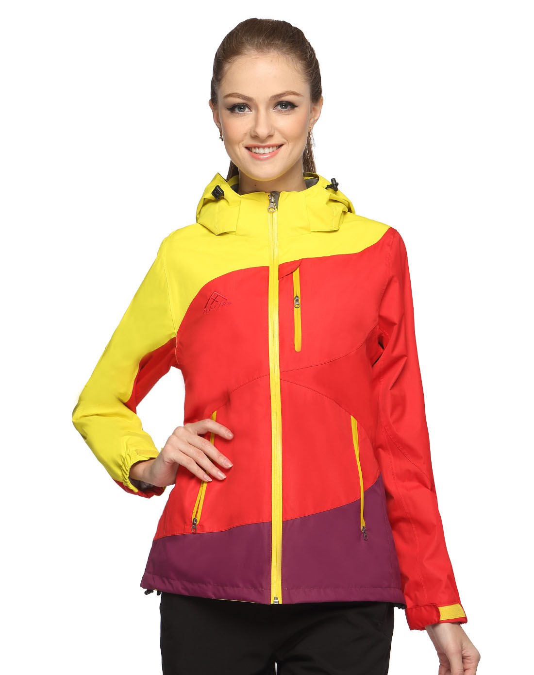 女款大红防风防水高档进口面料春秋款冲锋衣