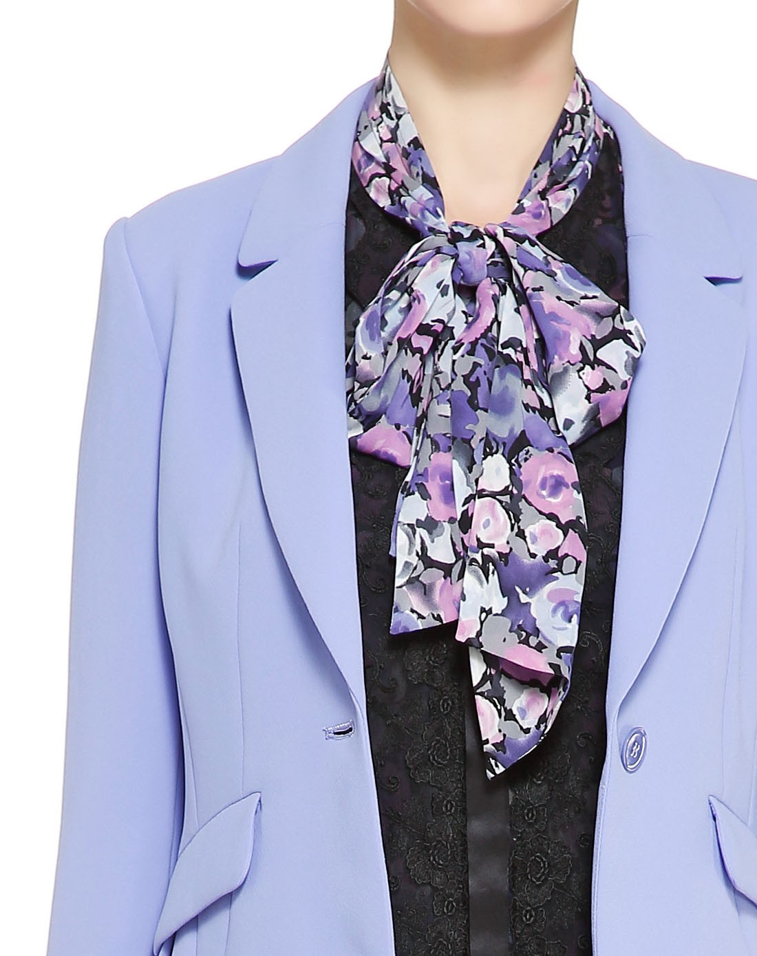 蓝紫色气质大方长袖西装