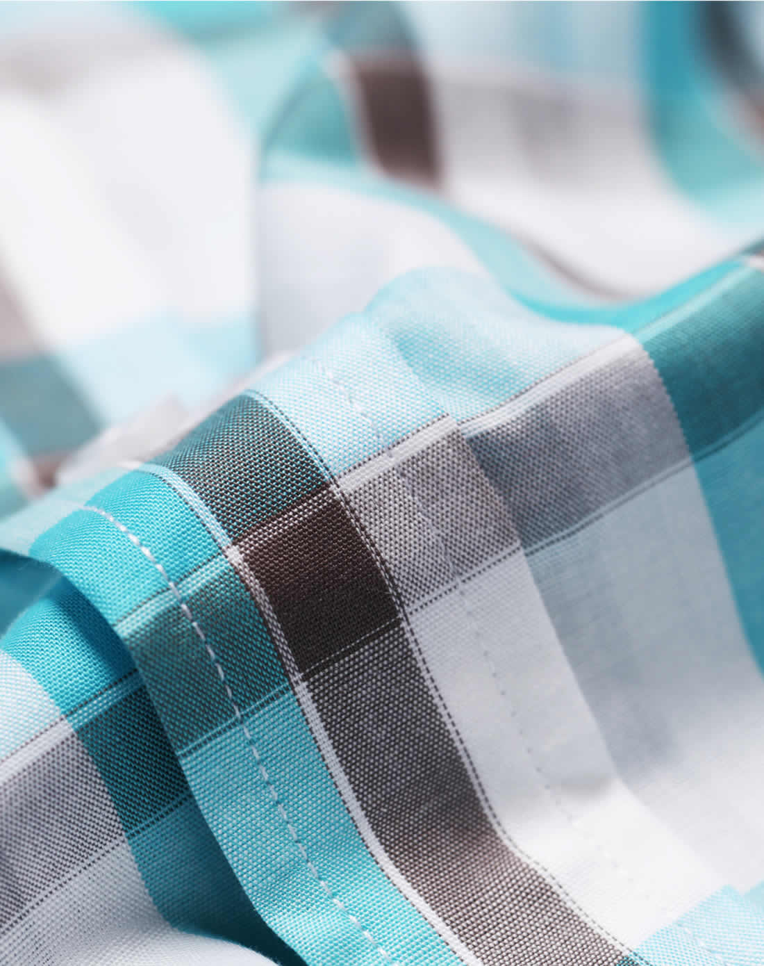 休闲百搭浅蓝色格子短袖衬衫