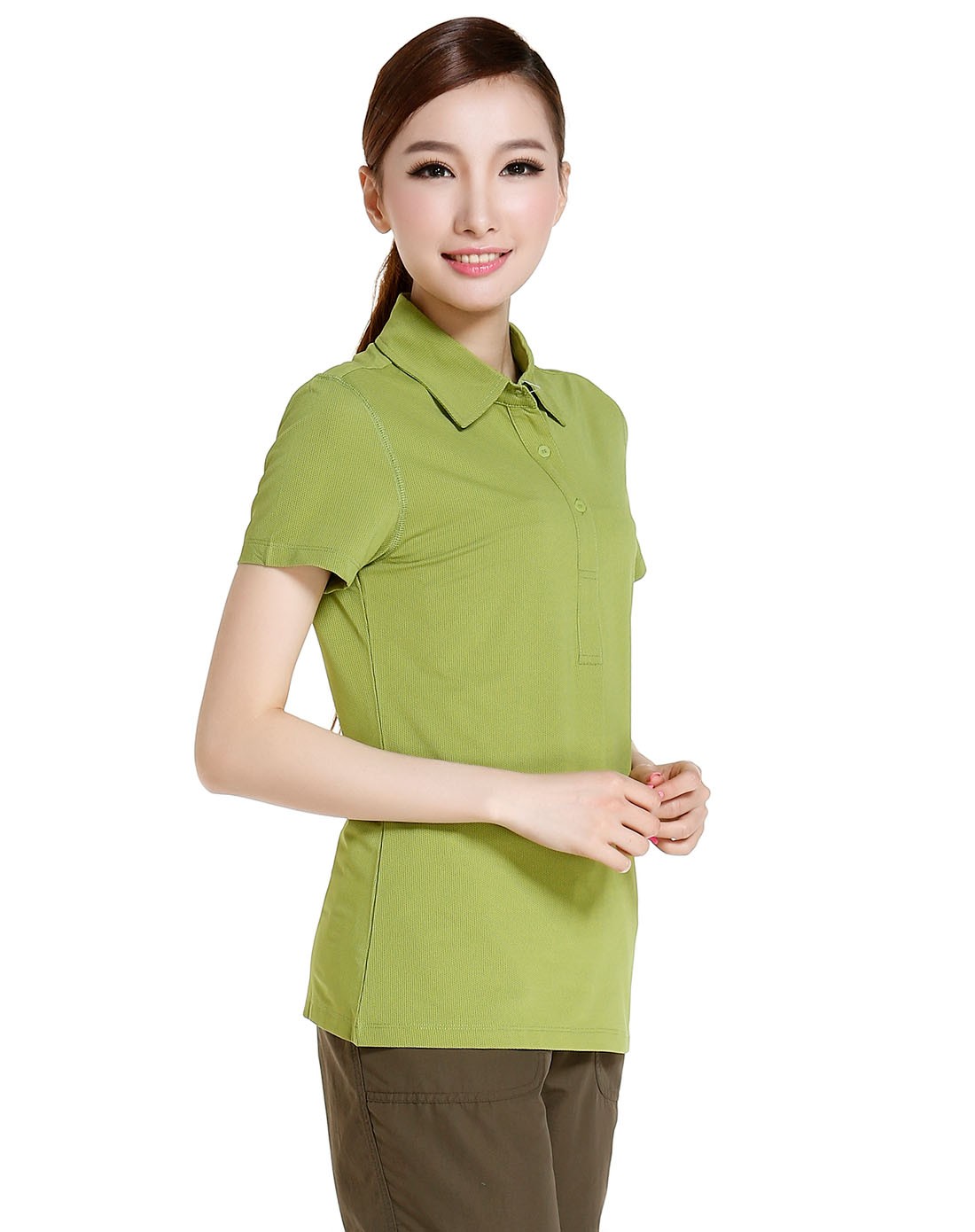 女款青绿色快干短袖polo衫 防晒弹力