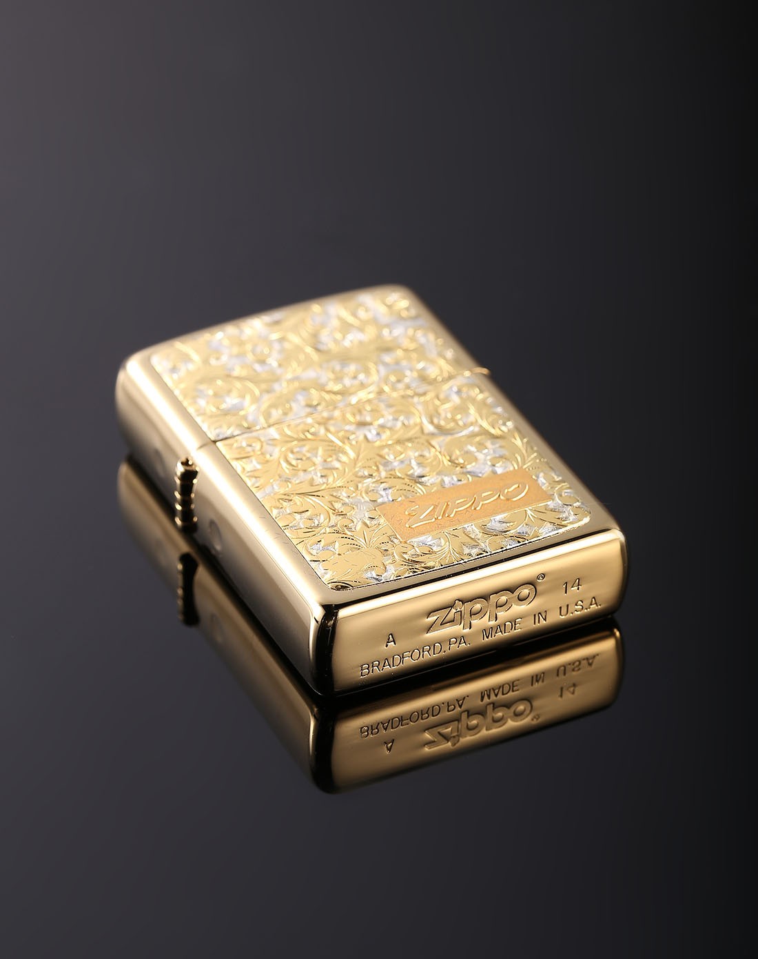 芝宝zippo打火机移动端专场-日版k-10镀金纯银唐草