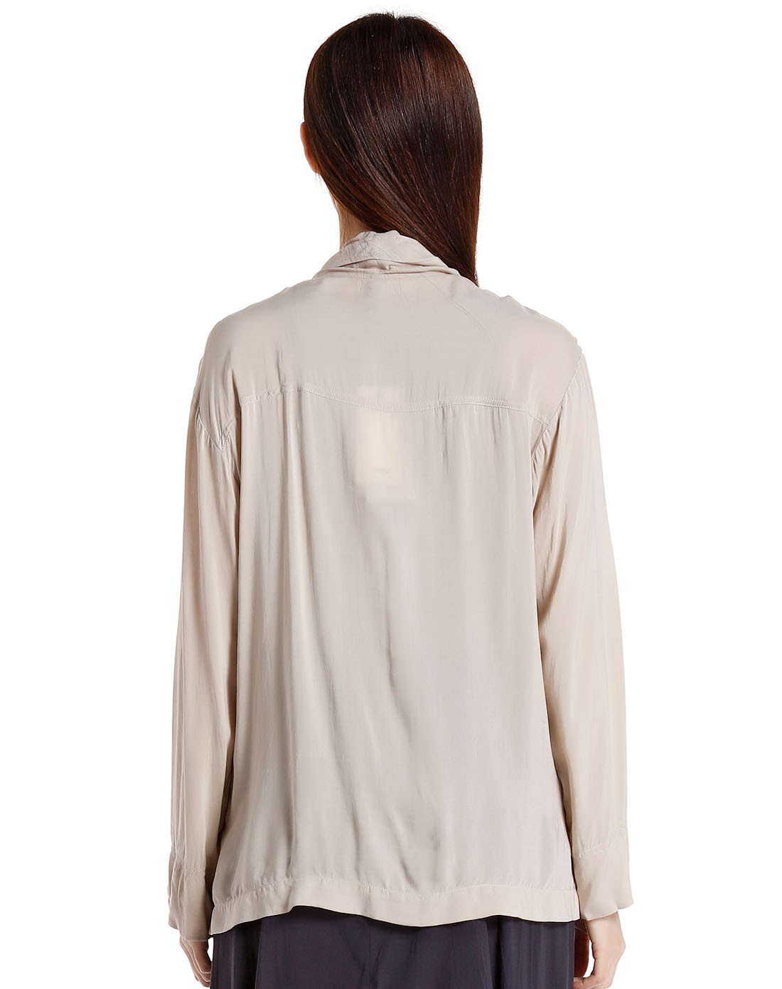 浅卡其色百搭时尚开襟长袖上衣