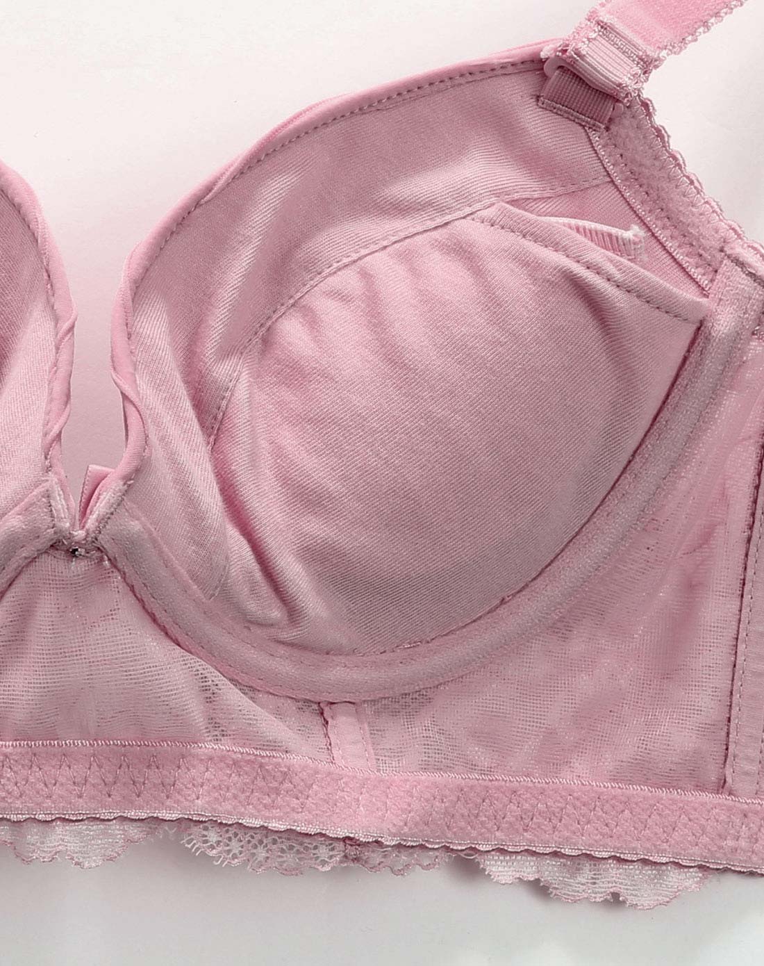 女款粉红色性感魅力3/4中厚杯文胸套装