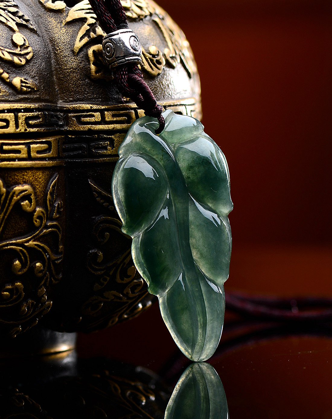 a货翡翠油青种水润细腻金枝玉叶吊坠