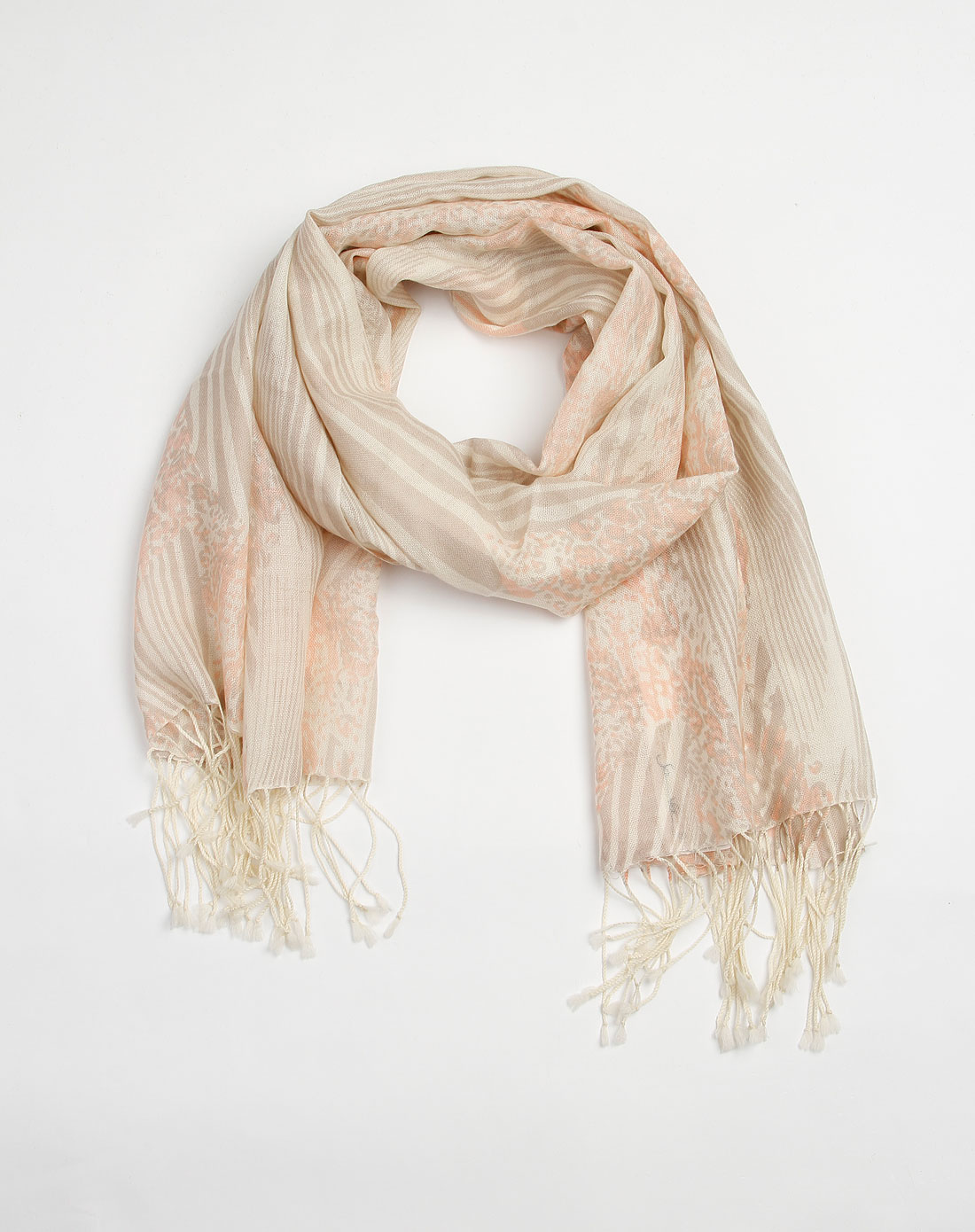 米粉色时尚花纹流苏围巾