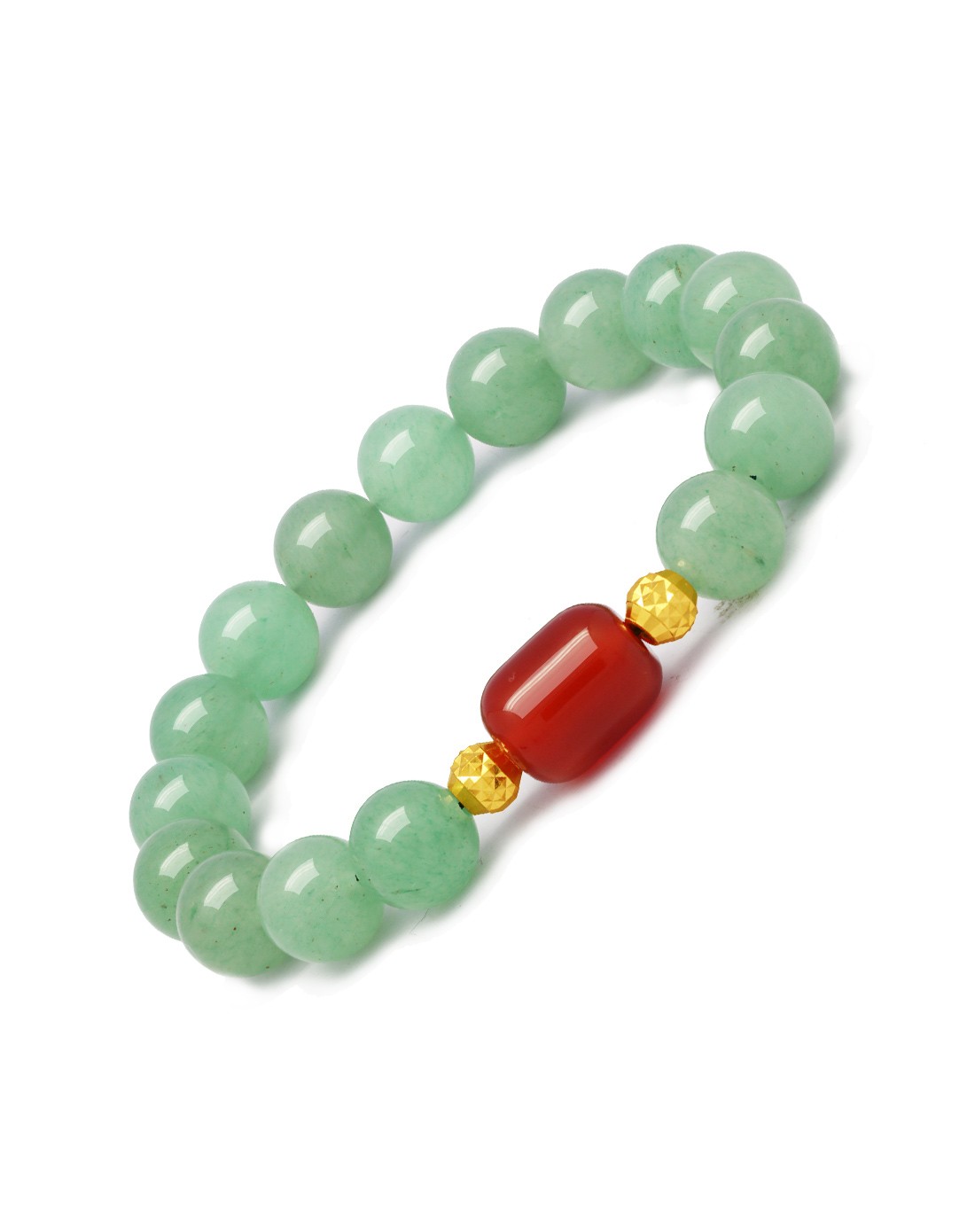 新品 东陵玉红玛瑙999黄金转运珠手串