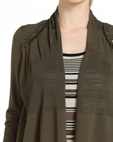 墨绿/米色假两件百搭八分袖针织衫