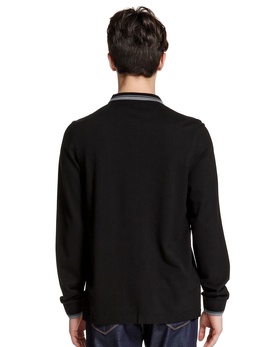 blackgateone67黑色时尚翻领长袖t恤b20111899_唯品会