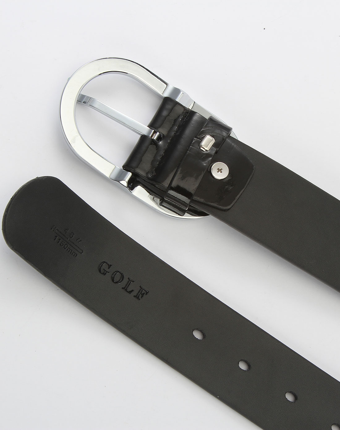 黑色印圆圈牛皮皮带