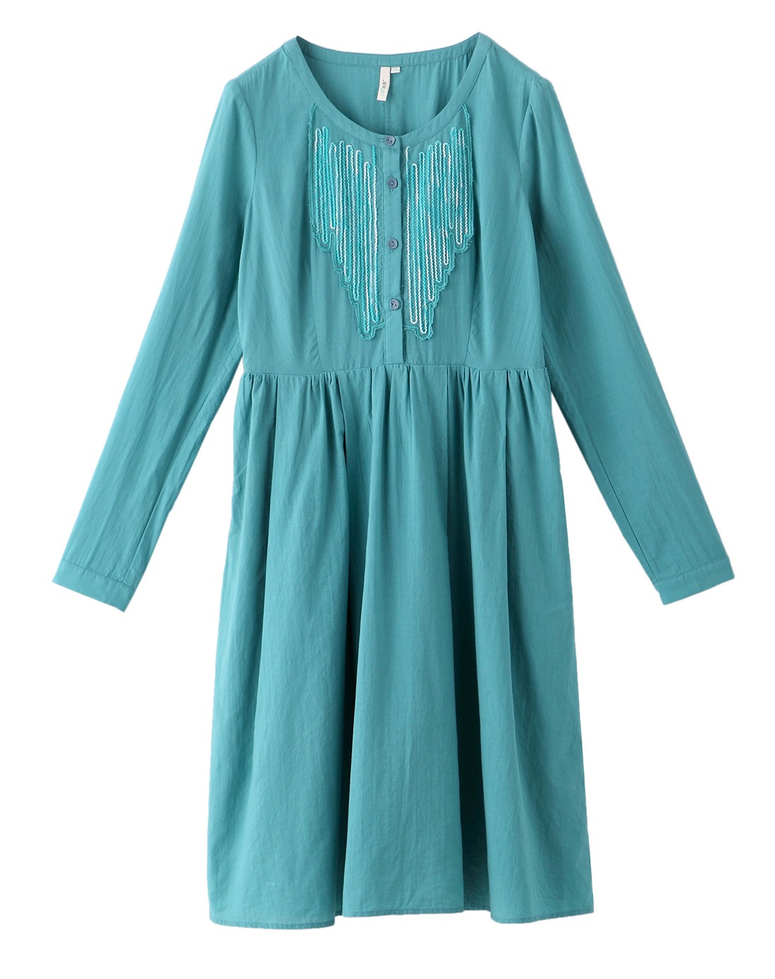 湖蓝色时尚百搭棉质连衣裙