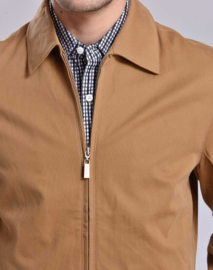 黄咖色翻领拉链商务外套