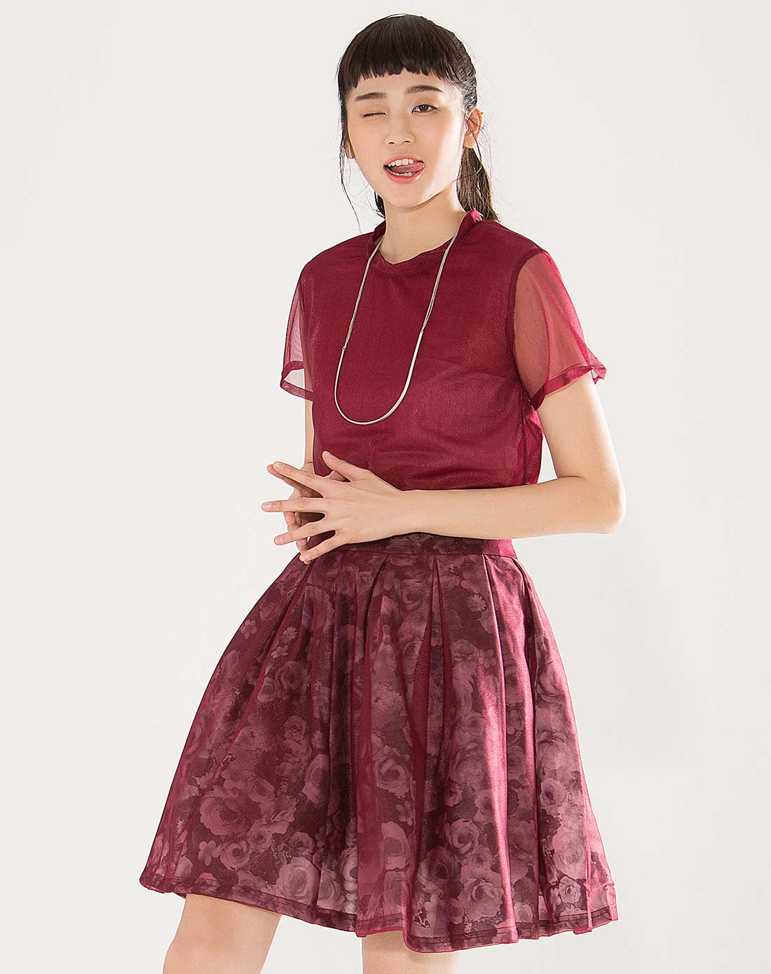 沙发sofa女装专场-红色时尚拼接舒适上衣