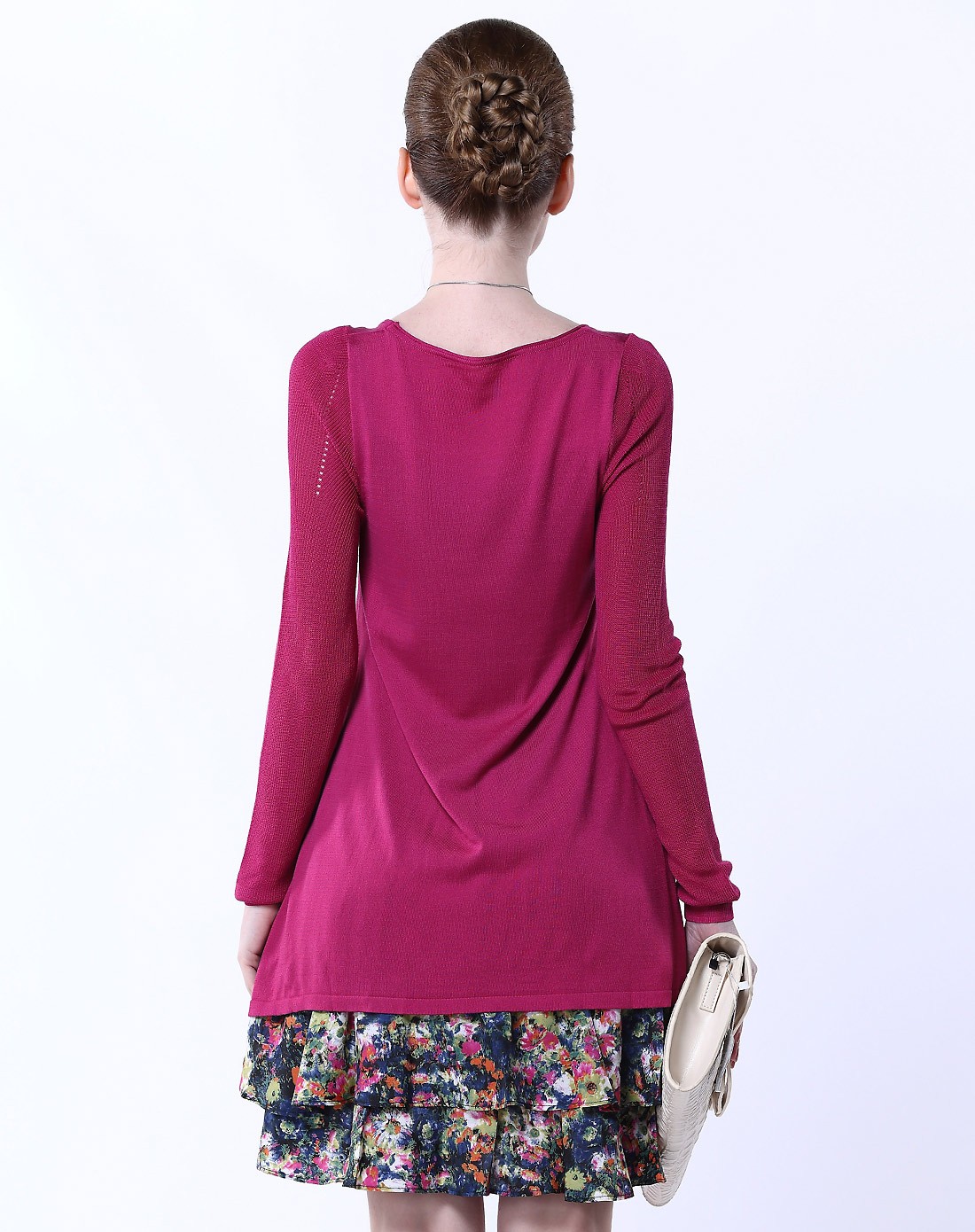 玫紫/多色百搭长袖两件套连衣裙