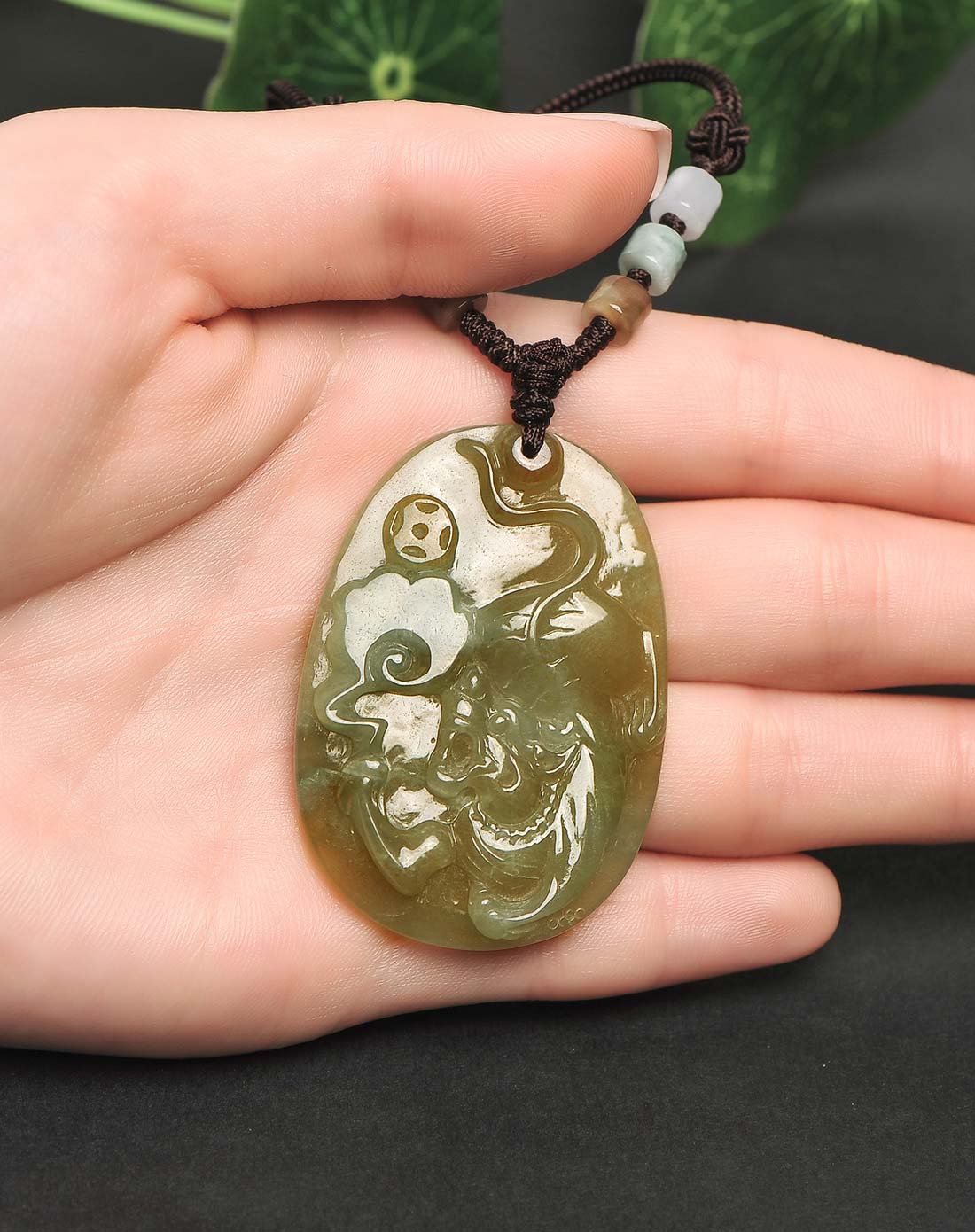 冰糯种棕黄翡虎虎生威 天然翡翠a货挂件(附国检证书)