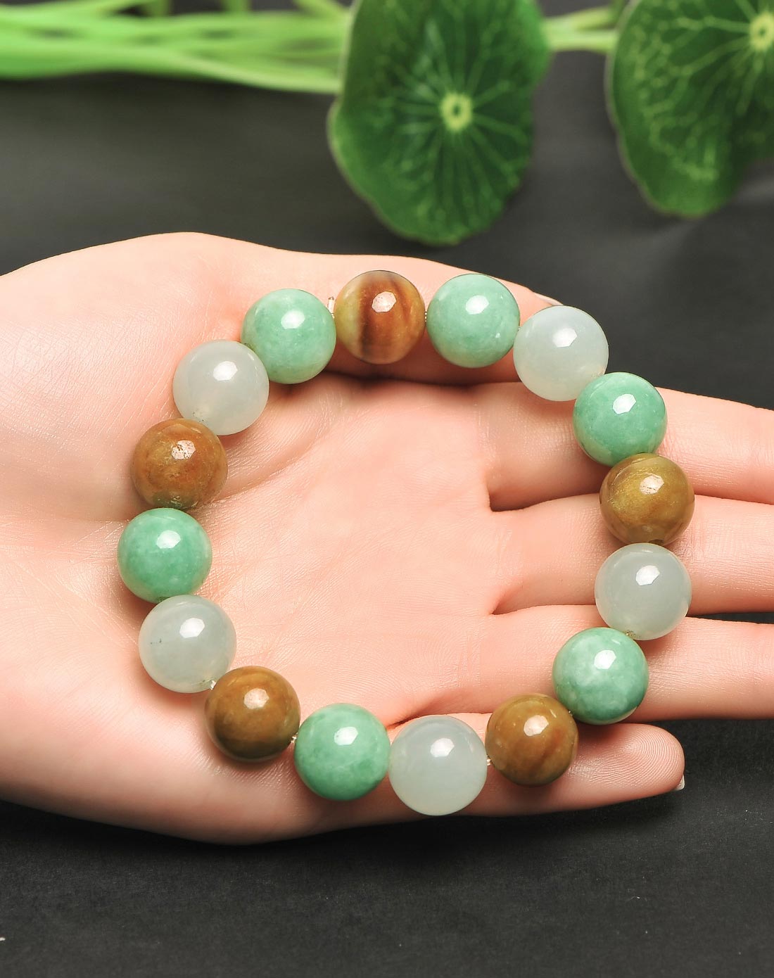 男款13mm冰糯种水润黄绿双色圆珠手串 天然翡翠a货(附国检证书)