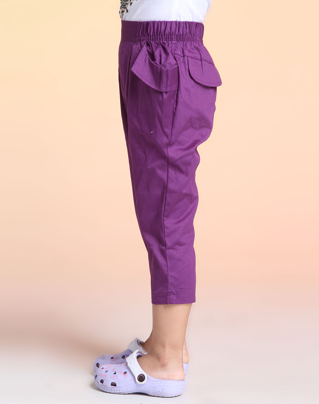 女童紫色简约时尚七分裤