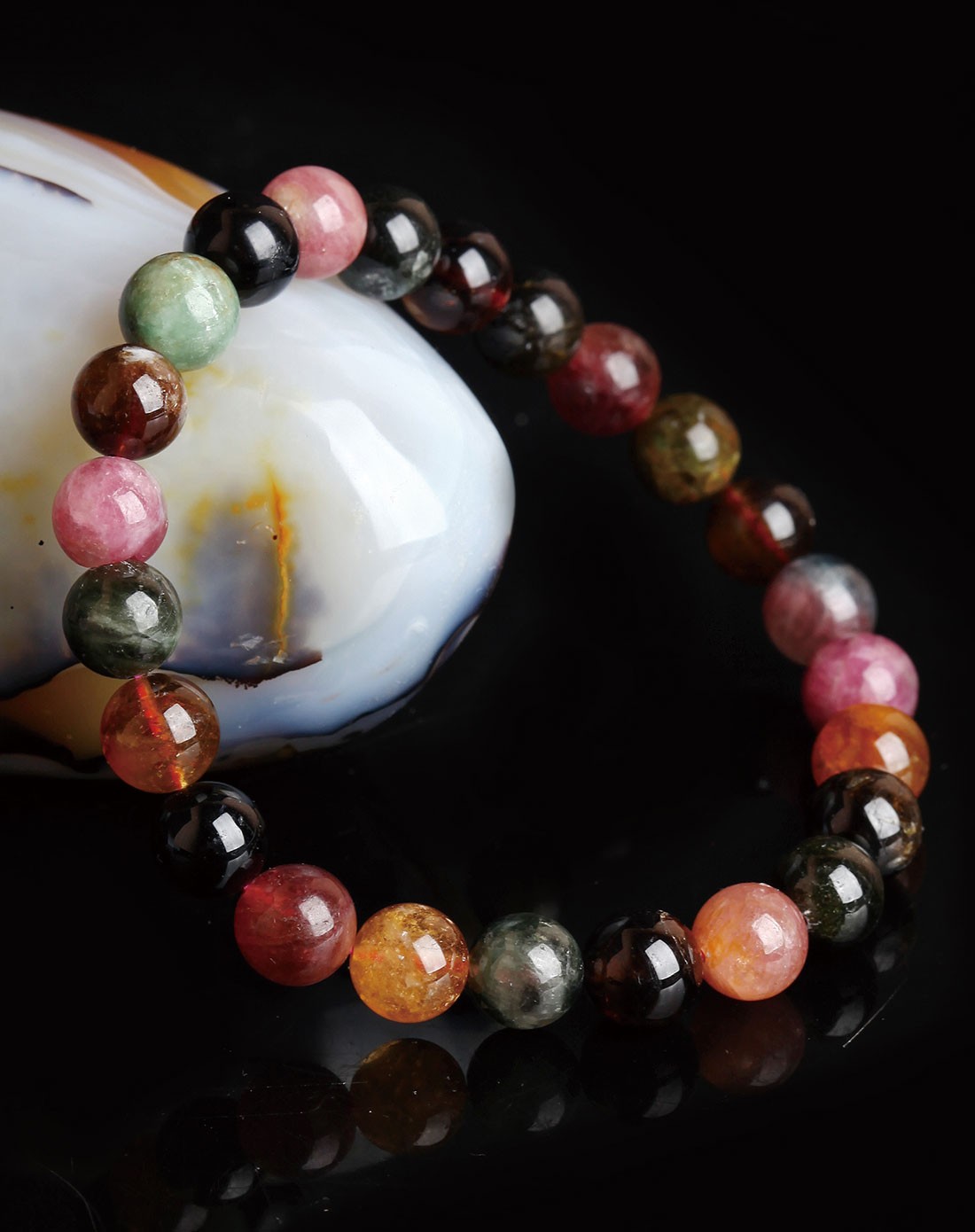 3a级天然碧玺桃花转运手链附证书