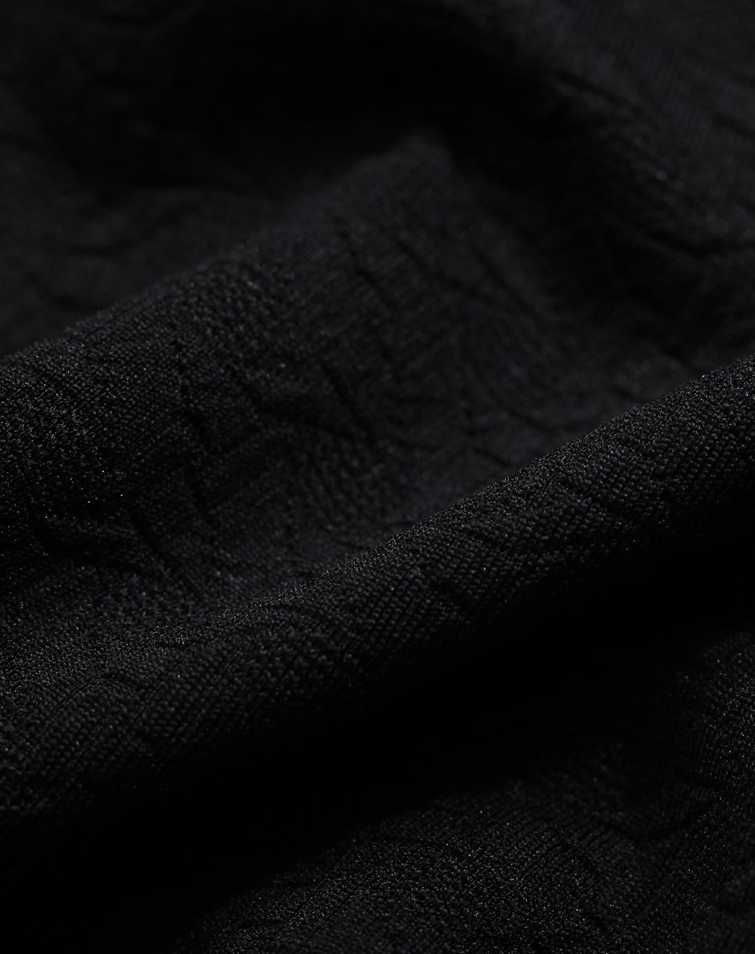 黑色欧美范纯色复古花纹分割圆领长袖t恤