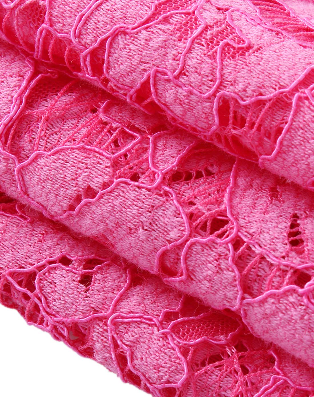 粉红色镂空时尚透视蕾丝衫