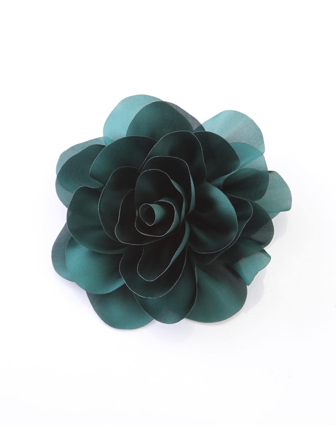 墨绿立体布艺花胸针