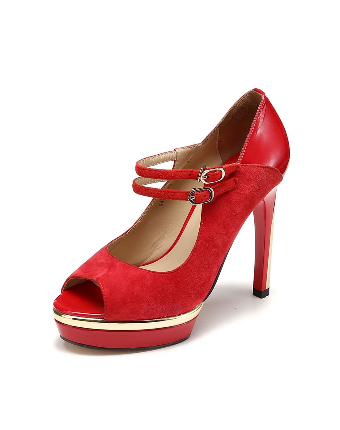 专柜同步红色休闲优雅超高跟鱼嘴鞋