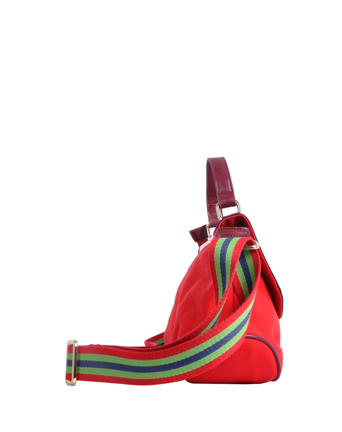 红蓝白袋形尼龙布料女款手提/斜挎两用包