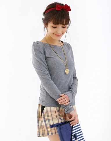 coco deal& rouge diamant女装灰色圆领素雅长袖t恤33621329y_唯品会