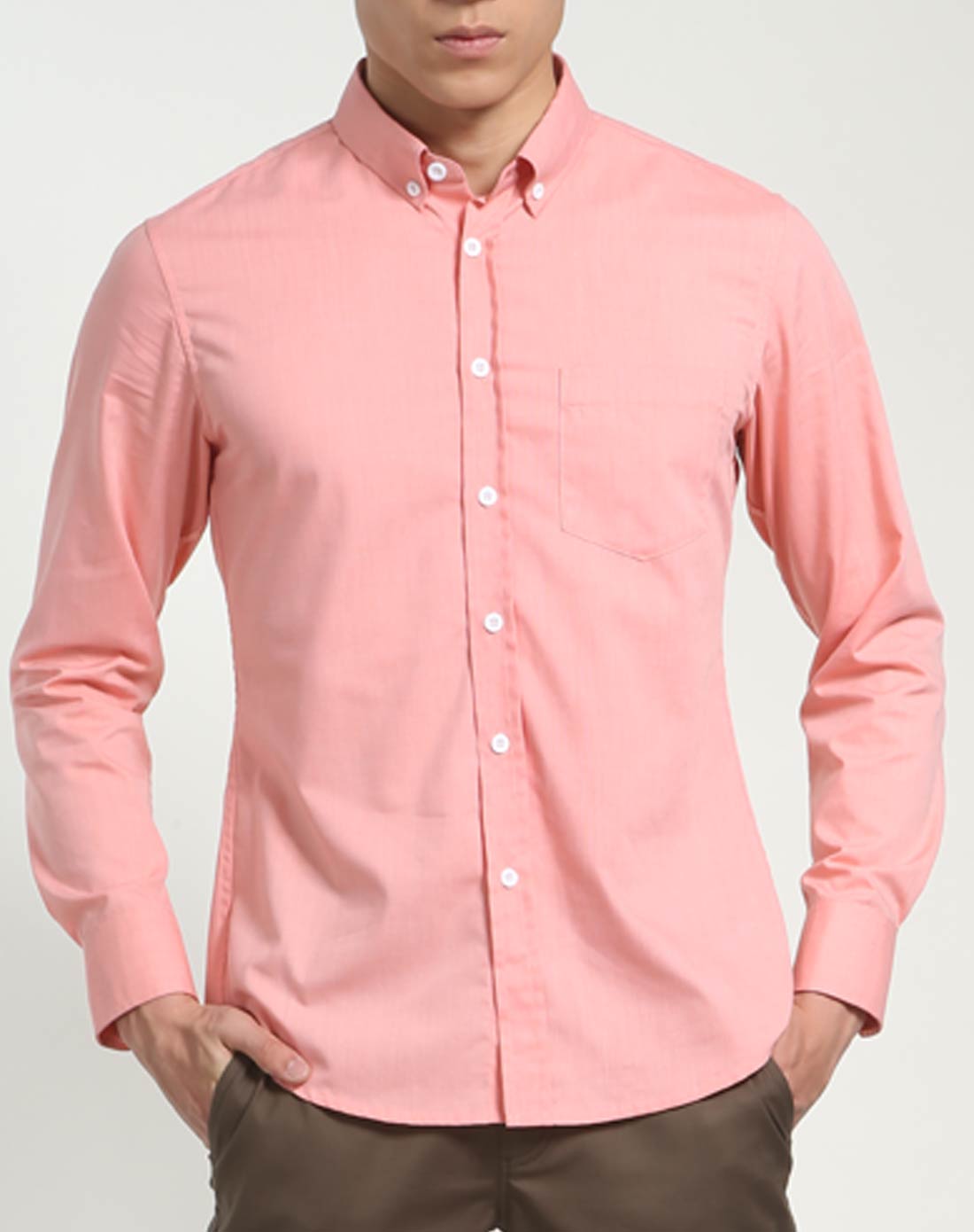 男款粉色时髦帅气长袖衬衫