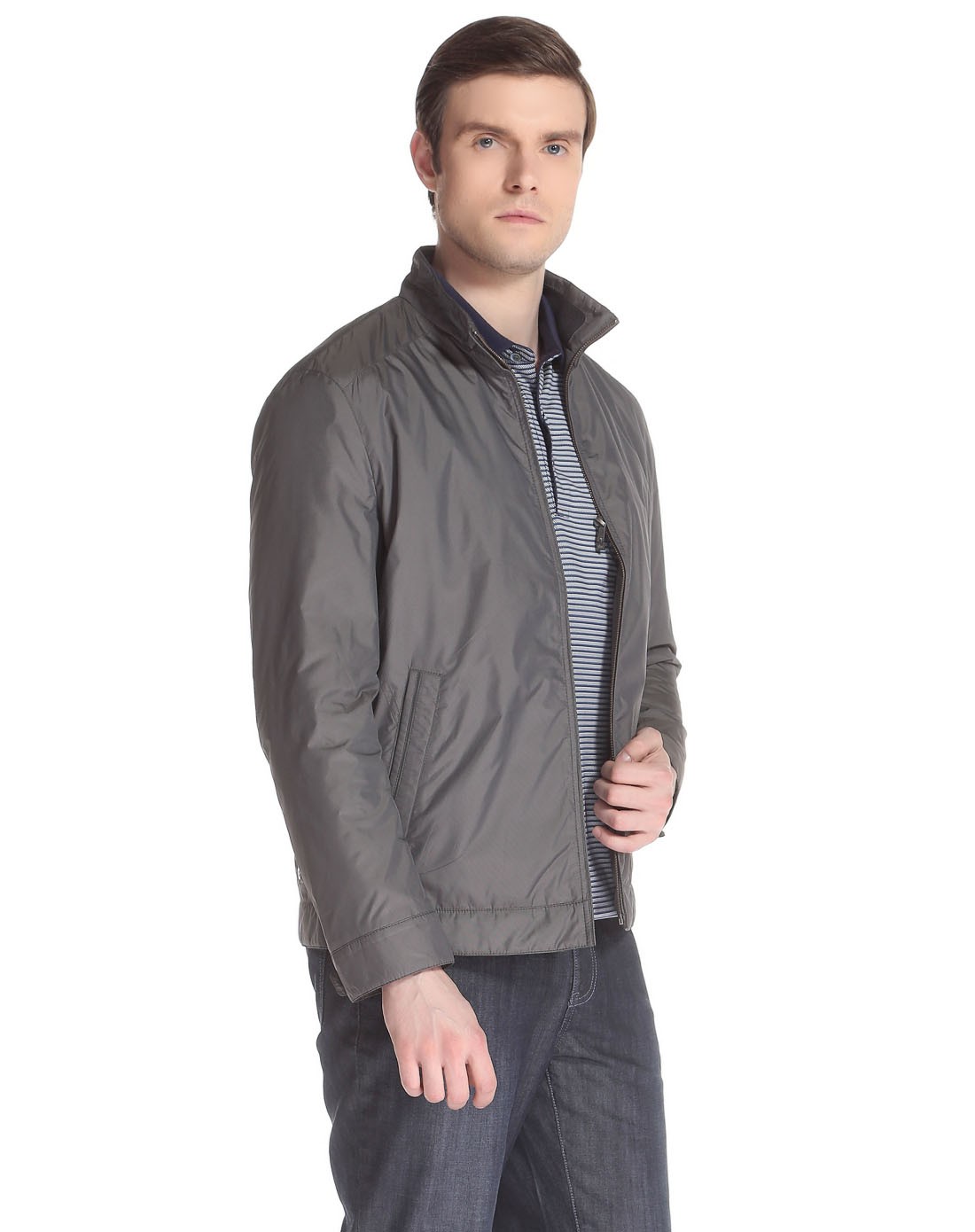 尼诺里拉ninoriva男装专场 > 灰色休闲立领长袖棉衣