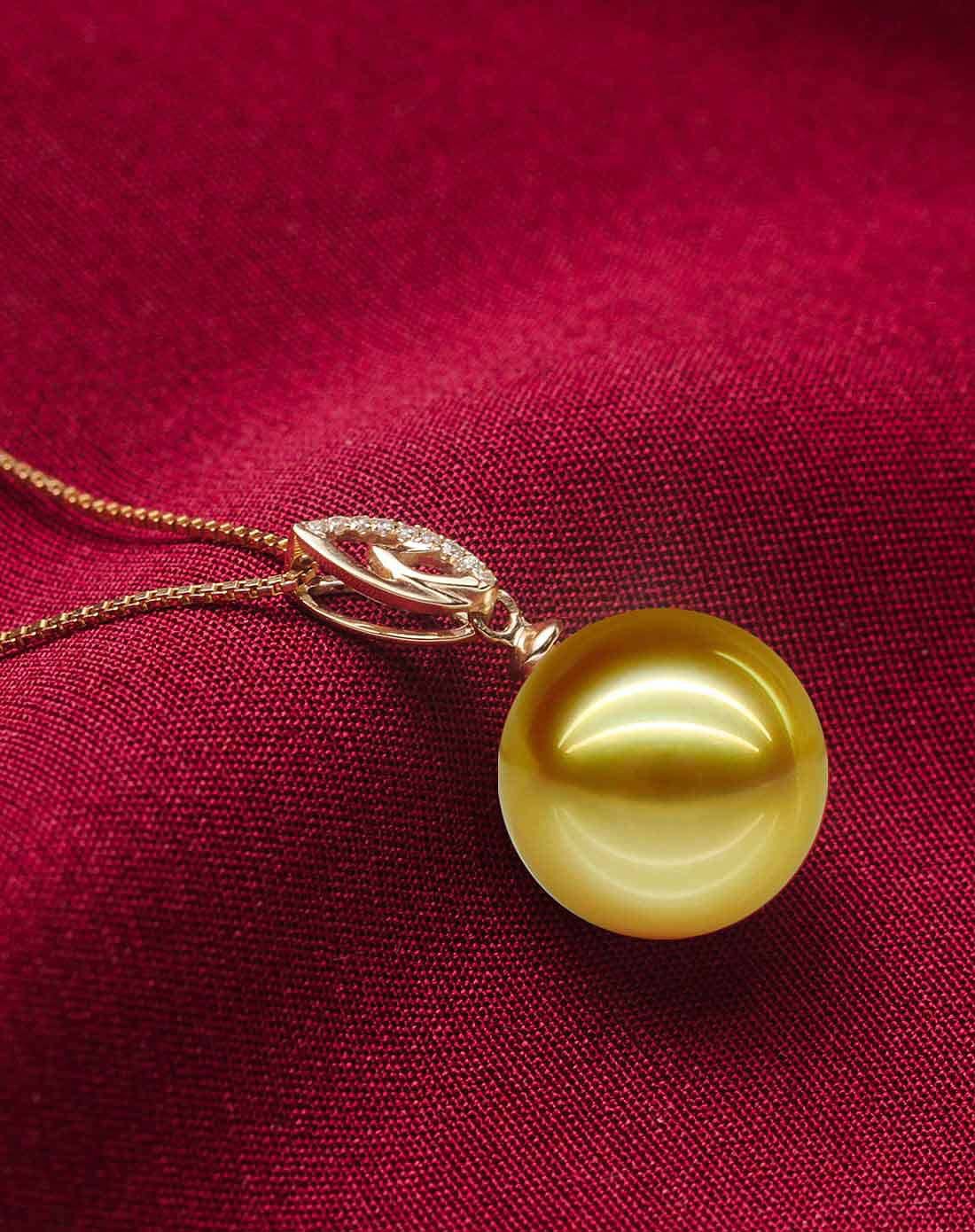 10.5-11mm南洋金珠k金吊坠精致款