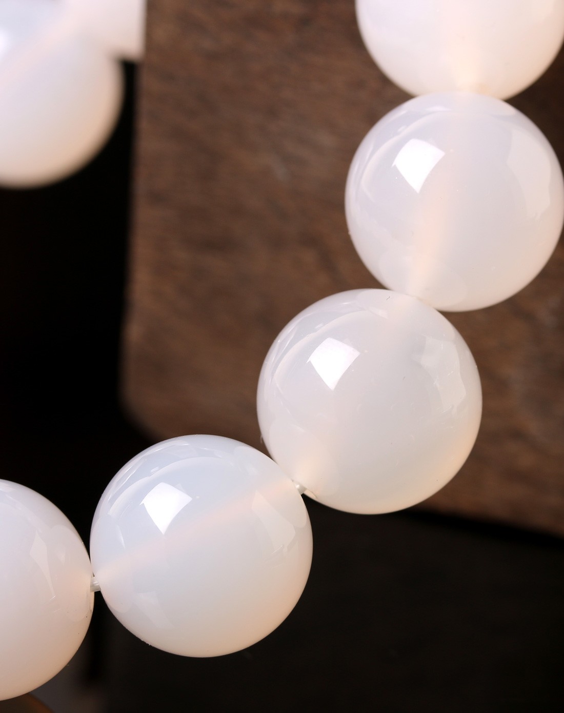 一生一石o-stone3a级巴西天然白玛瑙圆珠手链附证书y