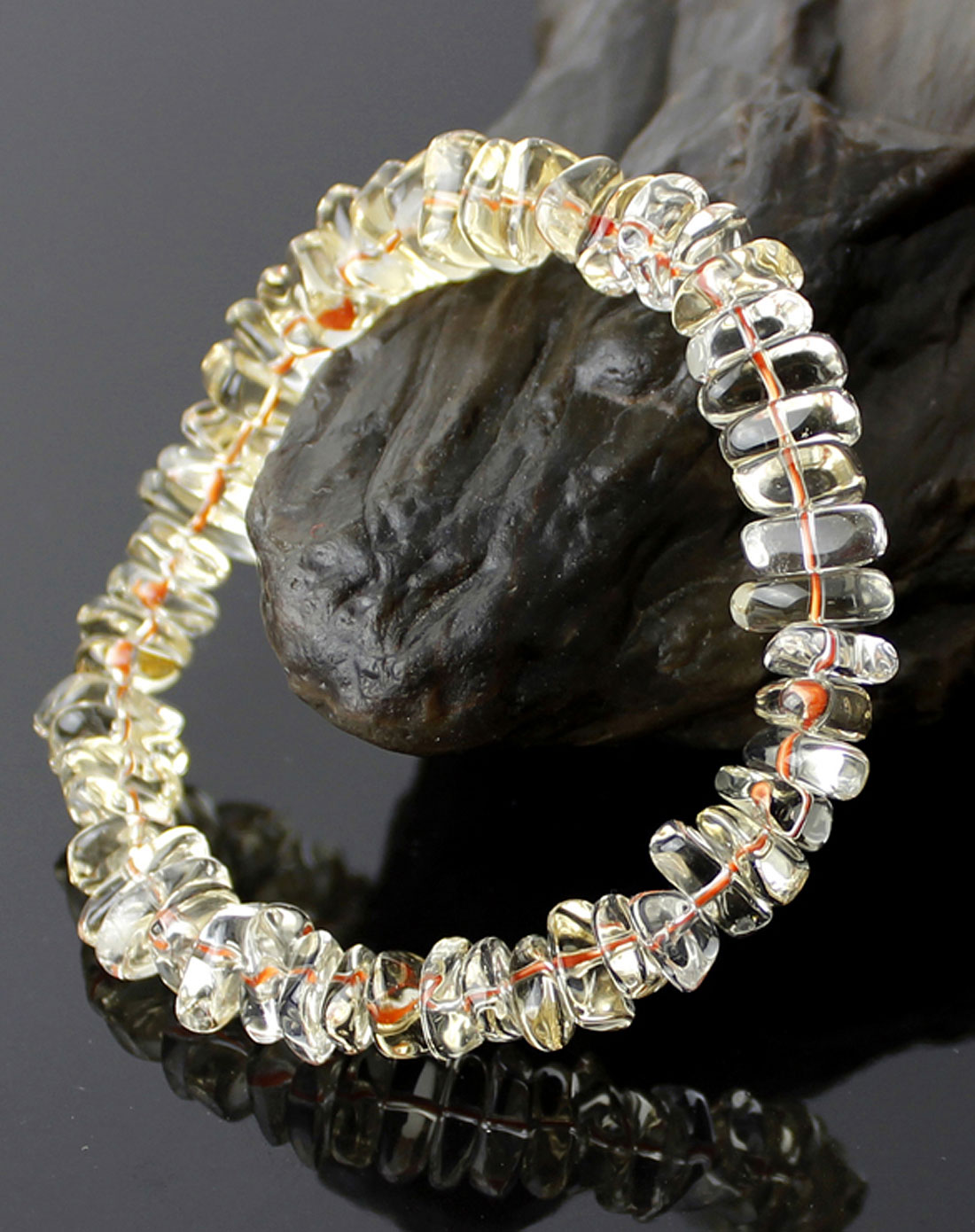 女款淡黄色3a级天然淡色黄水晶手链随形2