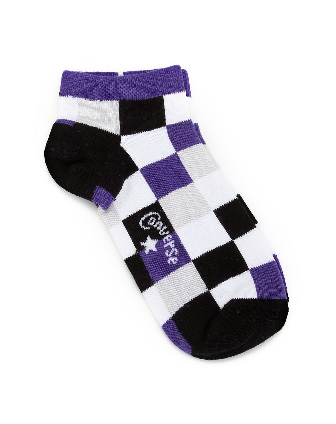 中性款紫色时尚格子袜子