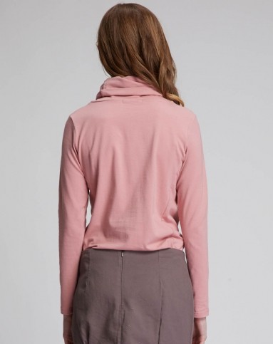 女装时尚气质灰玫瑰色夸张高领针织衫