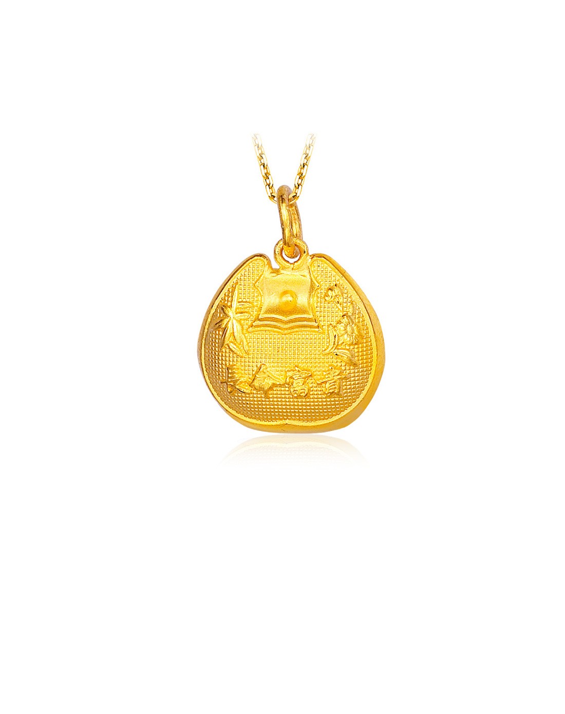 长命富贵金锁黄金吊坠(计价)