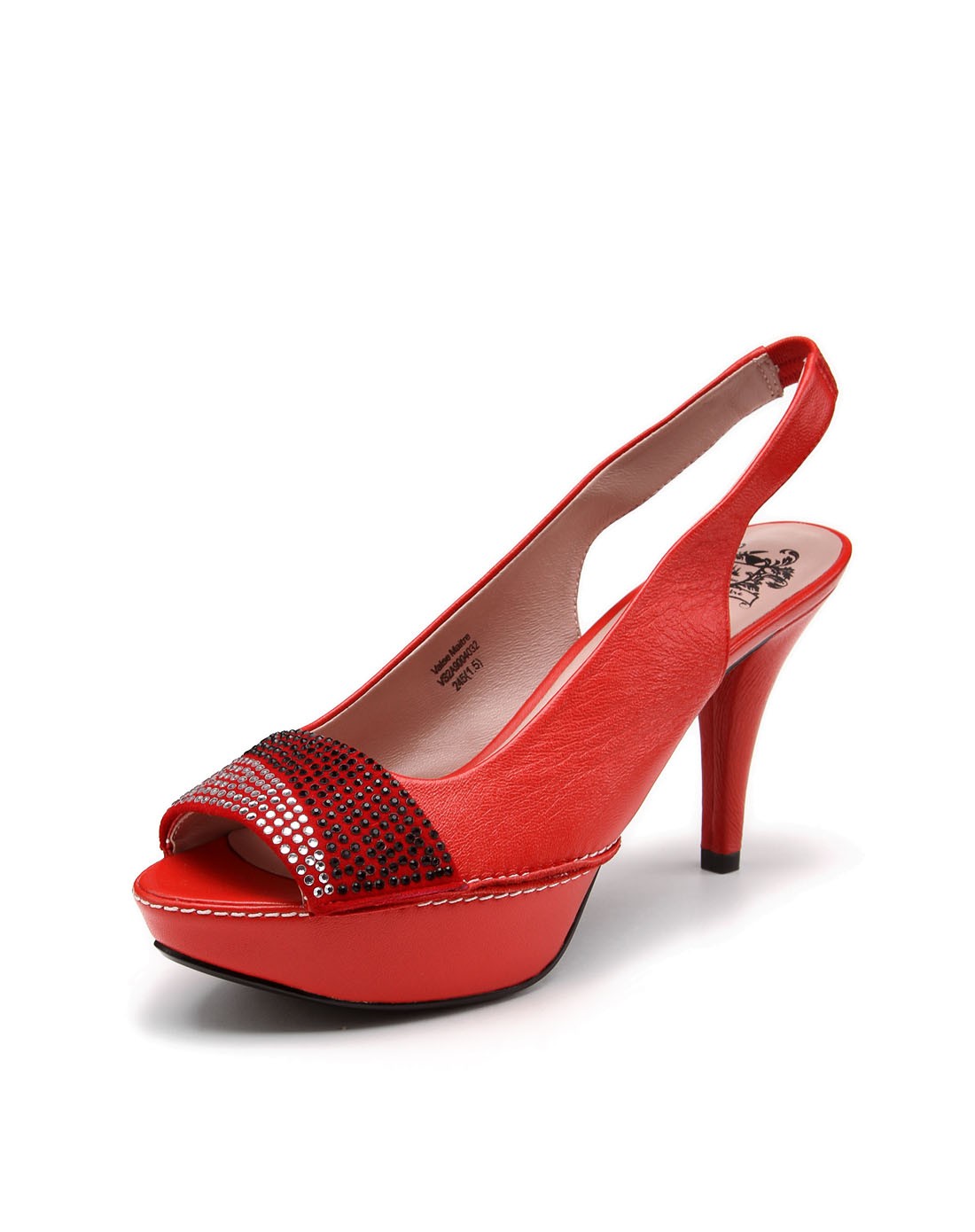 红色闪亮时尚高跟鱼嘴鞋