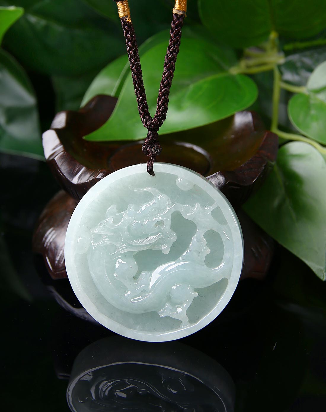 伊戴娇yidaijiao天然翡翠a货冰种绿底一世龙门龙玉牌牌(国家权威认证)