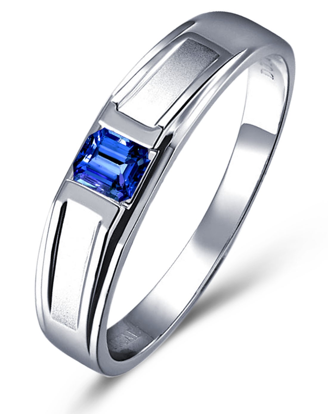 白18k金蓝宝石男戒-新品首发