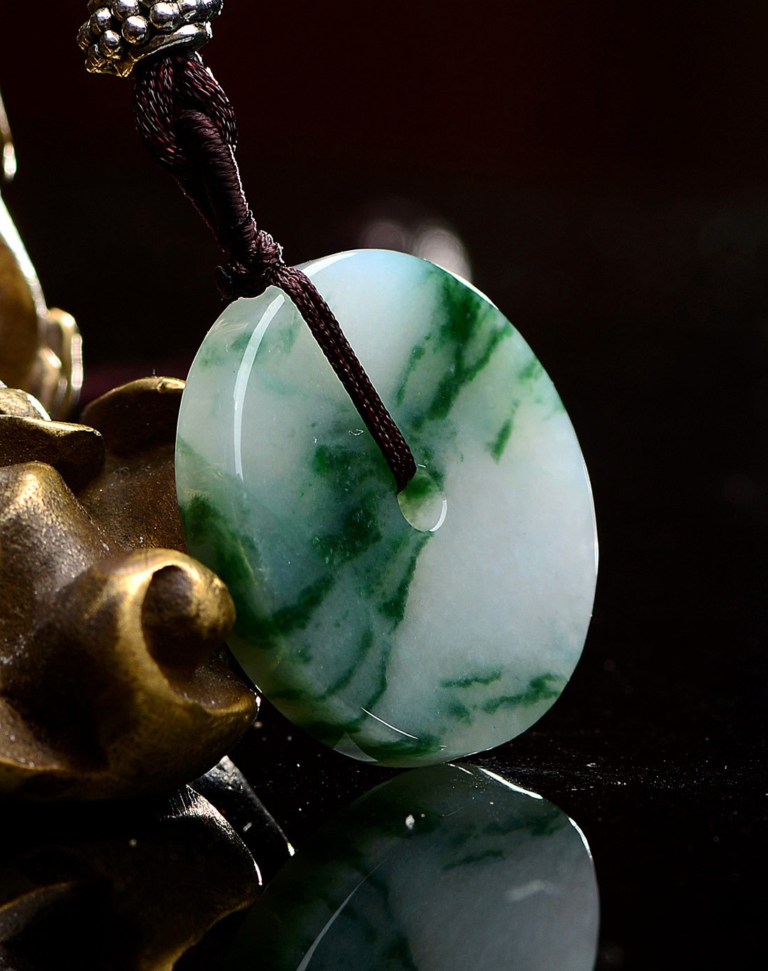 a货翡翠冰种水润飘花复古平安扣吊坠