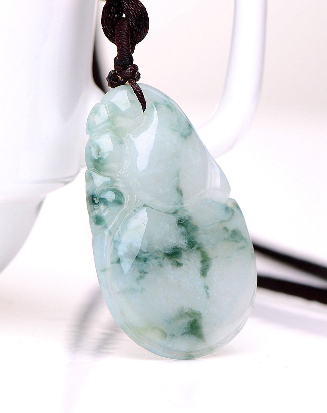 a货翡翠冰糯种飘花葫芦吊坠