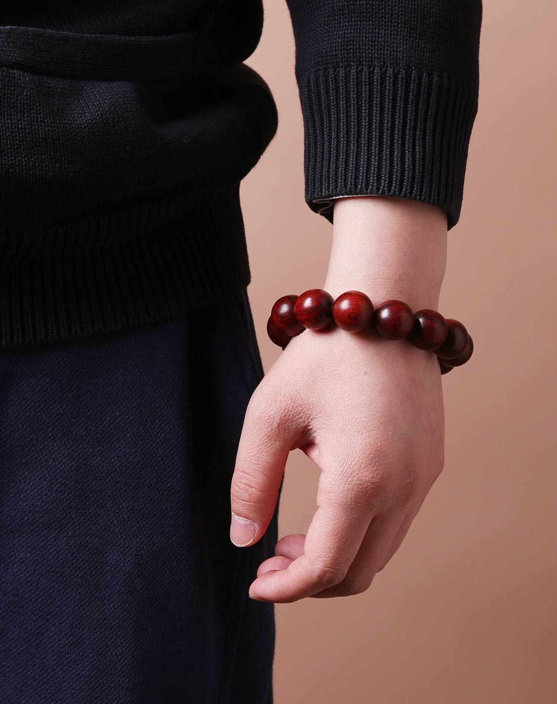 印度老料鸡血红金星小叶紫檀佛珠手串18mm