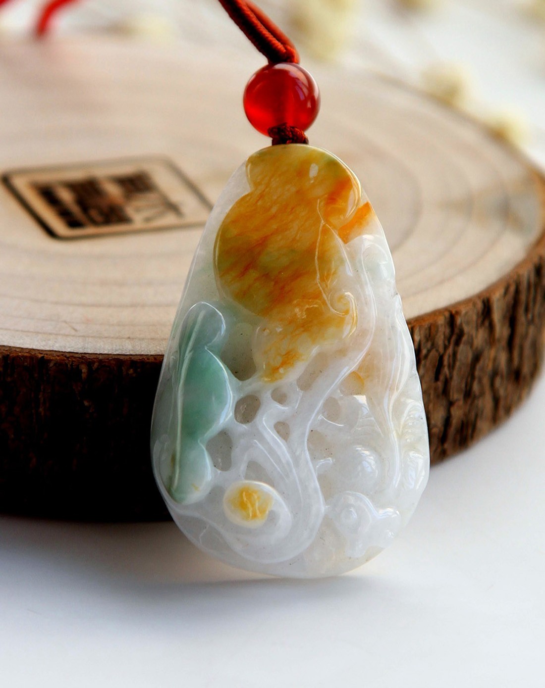 缅甸天然翡翠a货紫罗兰三彩俏色巧雕喜事连连收藏大挂件