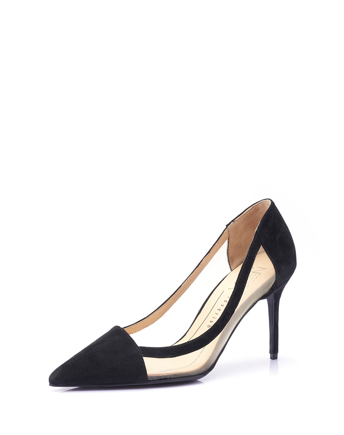 烫feverish女鞋移动端专场 黑色羊猄丝网高跟鞋