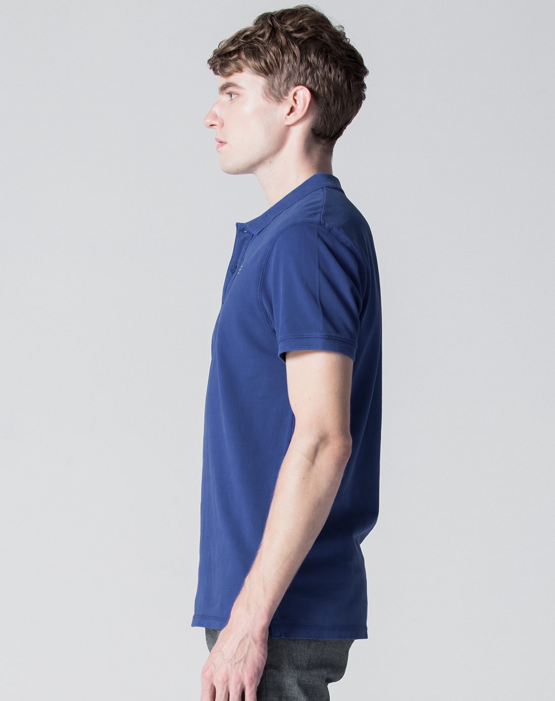 宝蓝色纯棉短袖polo衫