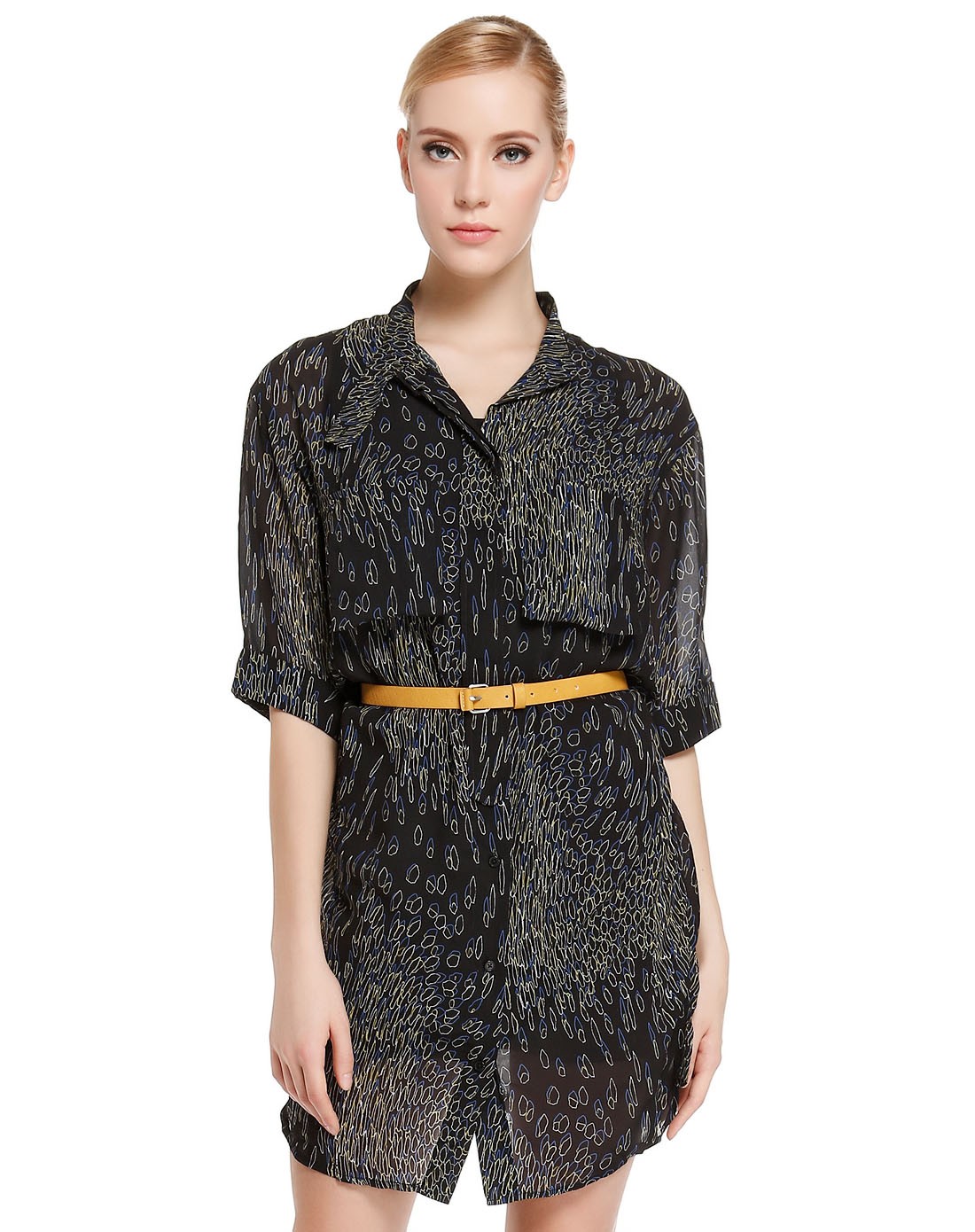 mono space女装专场 黑/多色印花休闲连衣裙