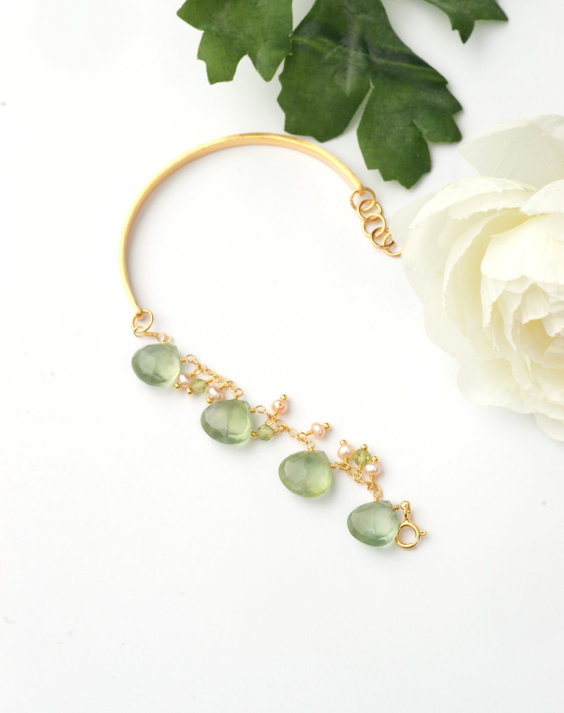 纯手工s925镀18k葡萄石半手镯