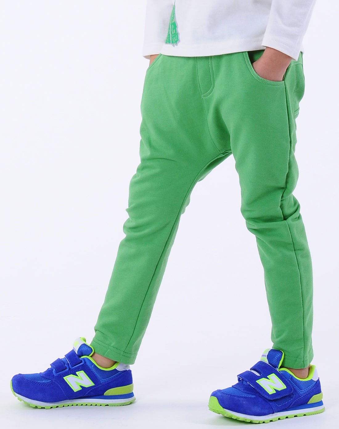 男童绿色针织裤