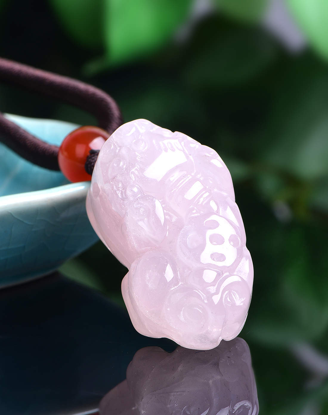 首发 可爱貔貅粉晶项链附证书