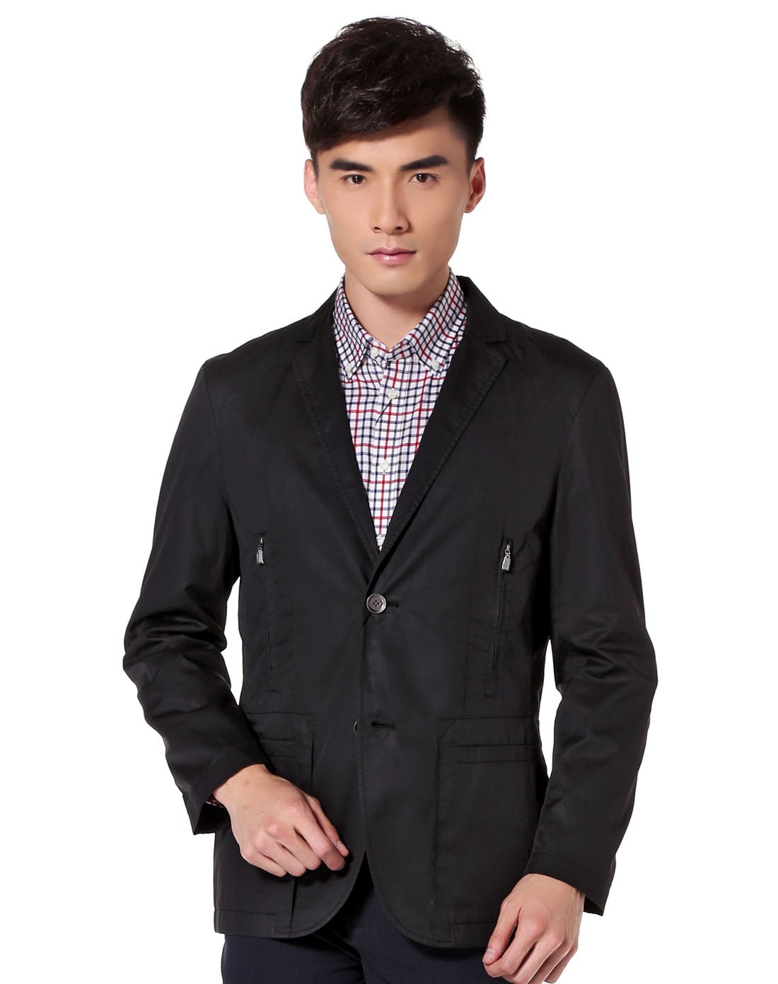 黑色成熟稳重长袖休闲西装