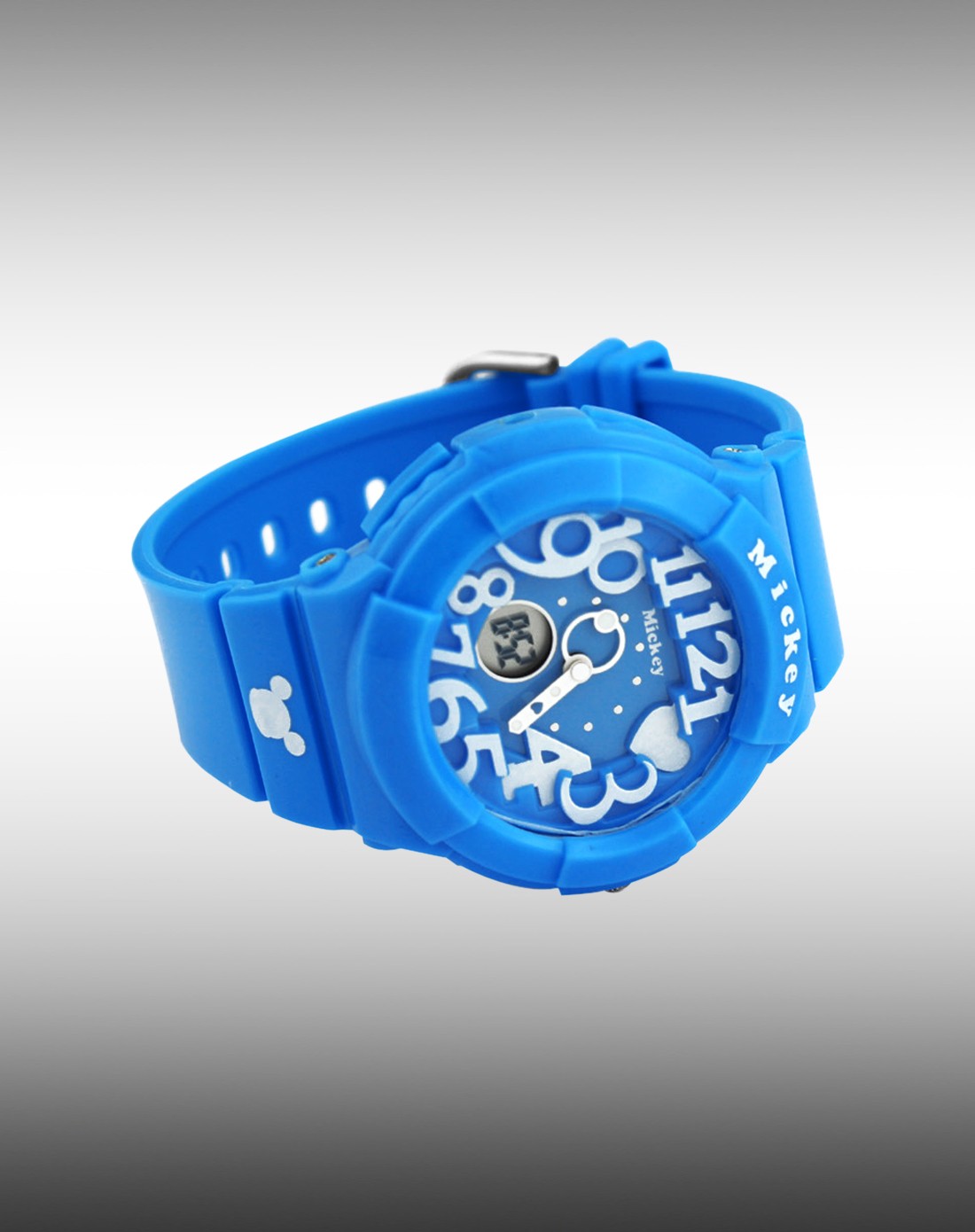 disney 中性蓝/白色简约运动系列电子石英表